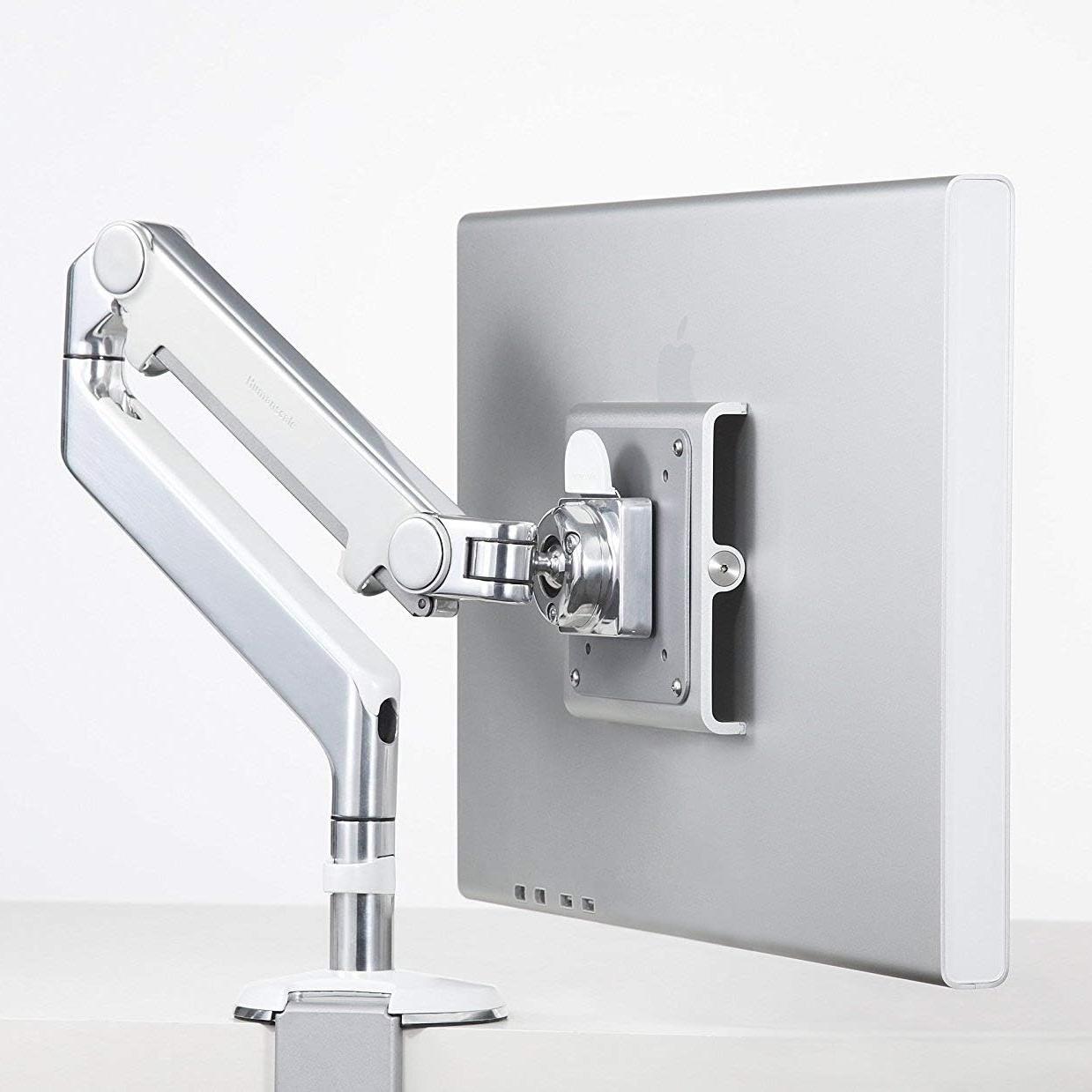Humanscale M2 M2CW1S Adjustable Articulating Computer Monitor Arm Polished Aluminum with White Trim