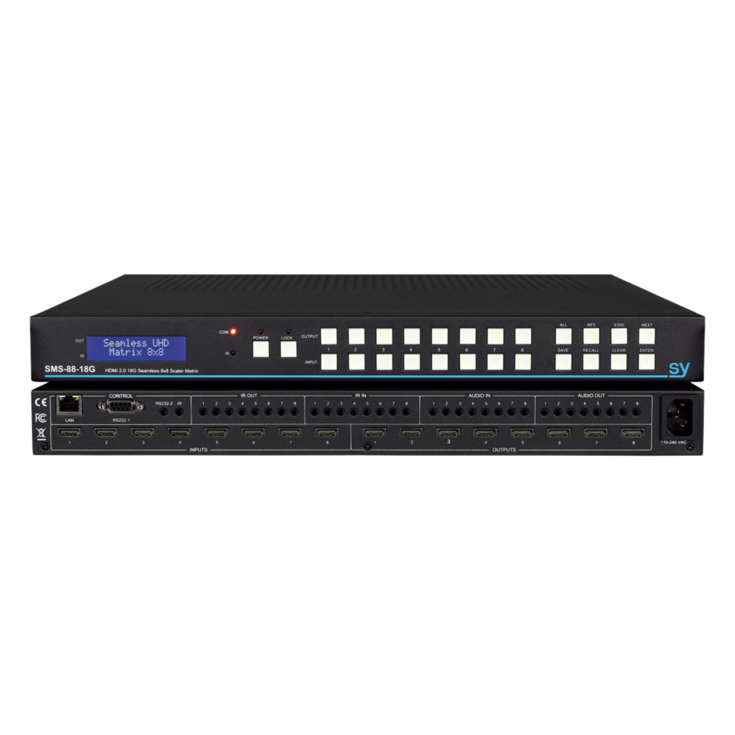 SY 8×8 Seamless Switching Matrix – 4K60 HDMI 2.0 (18G) with Full Scaling & Video Wall Processor