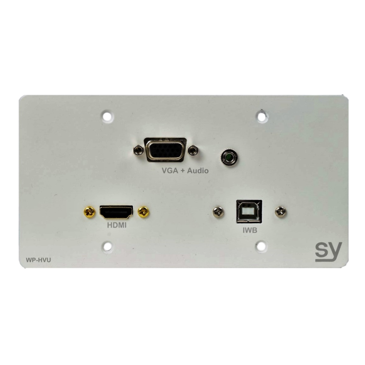 SY WP-HVU-EW Euro HDMI VGA USB B Wall Input Plate EU Double Gang White