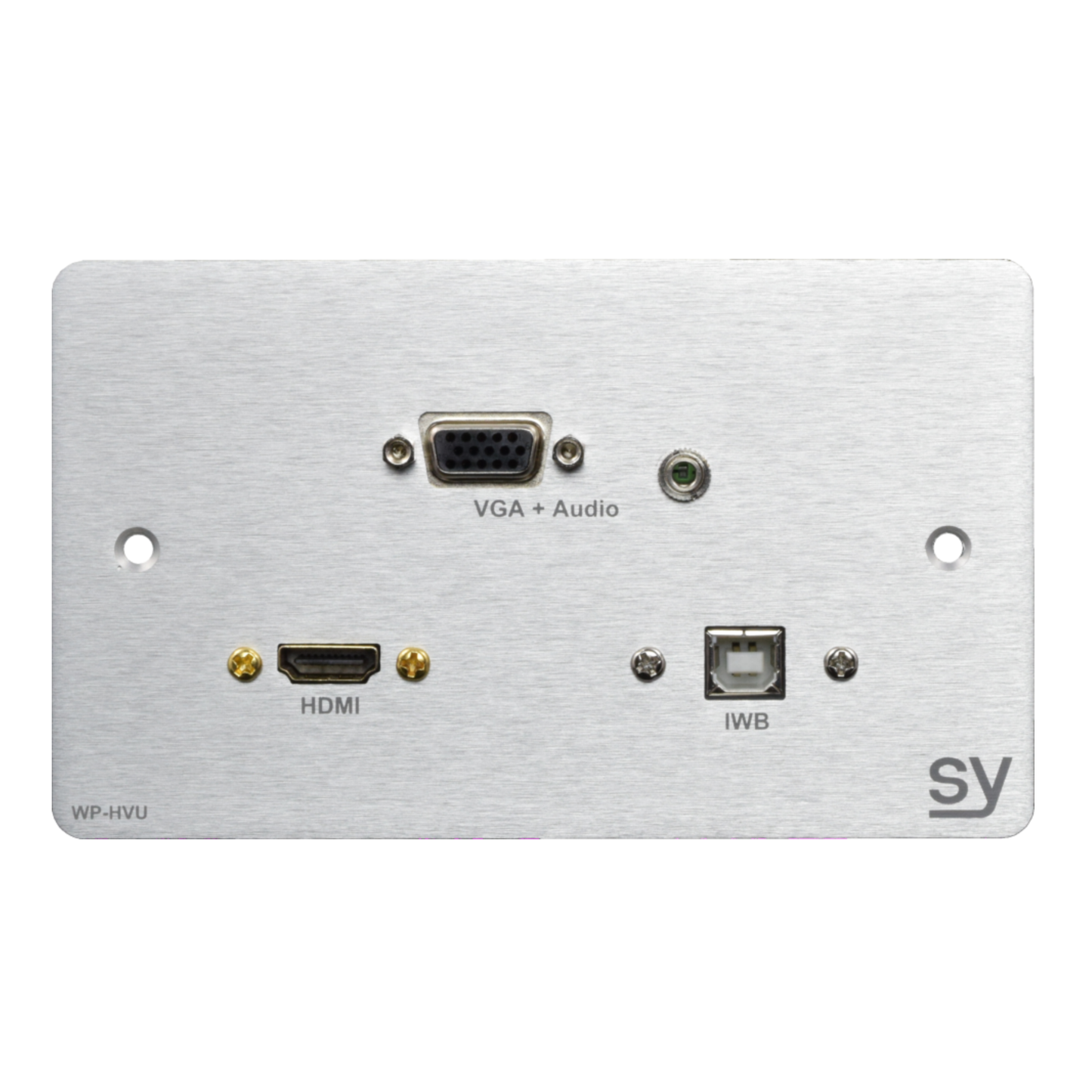 SY WP-HVU-BA HDMI VGA USB B Wall Input Plate UK Double Gang Brushed Aluminium