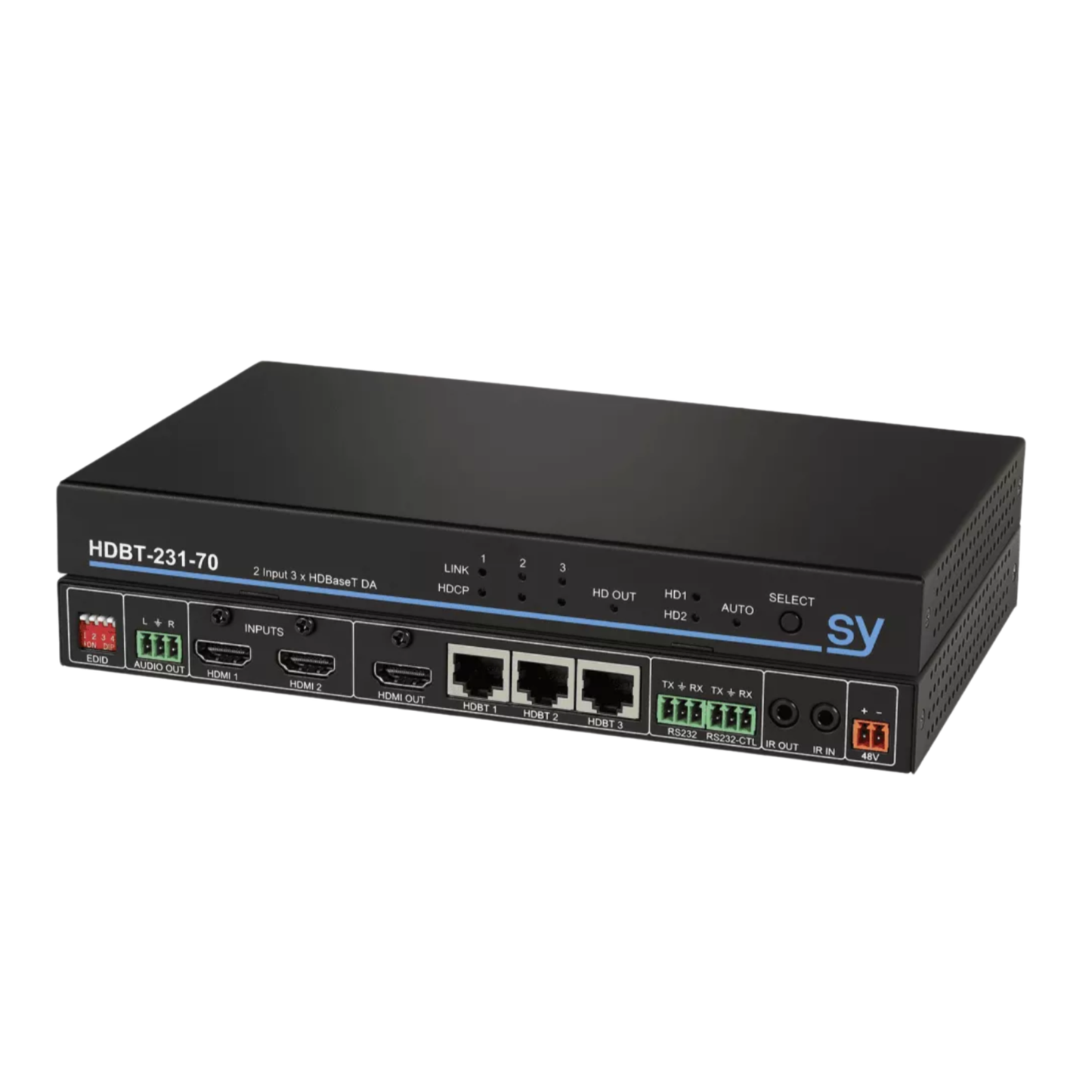 SY Slim70 Pro. Ultra Slim PRO HDBaseT 70m Extender set , Audio de-embedder (TX), 2x Bi-directional RS232