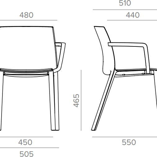 Formetiq B/SCPAF-E4-8033 Palermo 4-Leg Chair with Integrated Arms & Upholstered Seat Pad