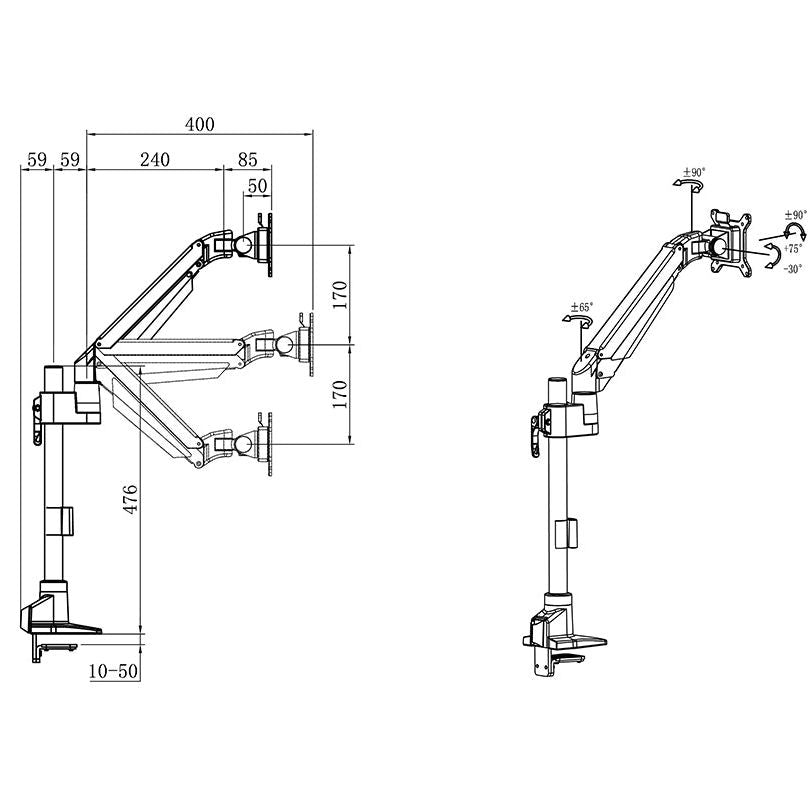 Multibrackets M VESA Gas Lift Arm Basic Pole