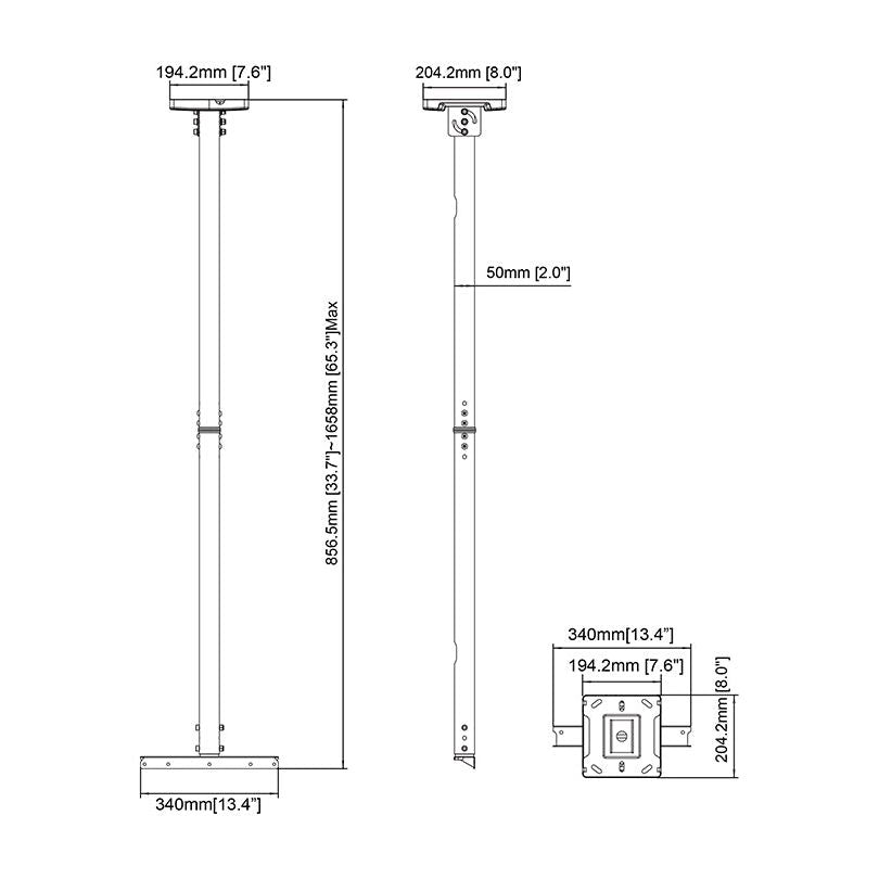 Multibrackets M Pro Series - 1500mm Pipe Connecting Plate Large Black