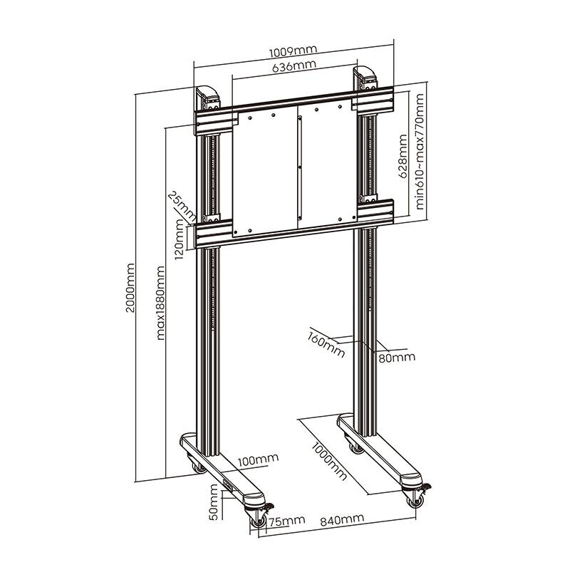 Multibrackets M Counterbalanced Wheeled Floorstand Mobile AV Cart