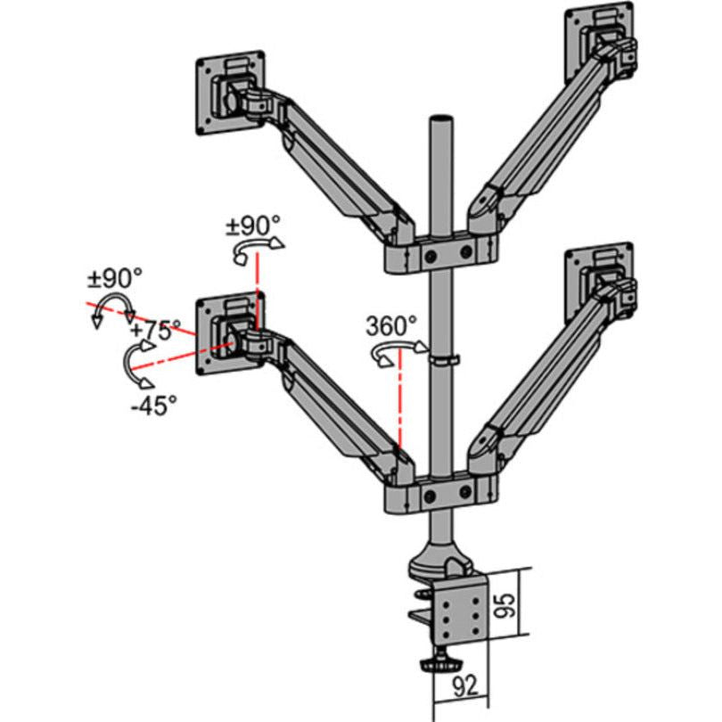 Multibrackets M VESA Gas Lift Arm Quad White