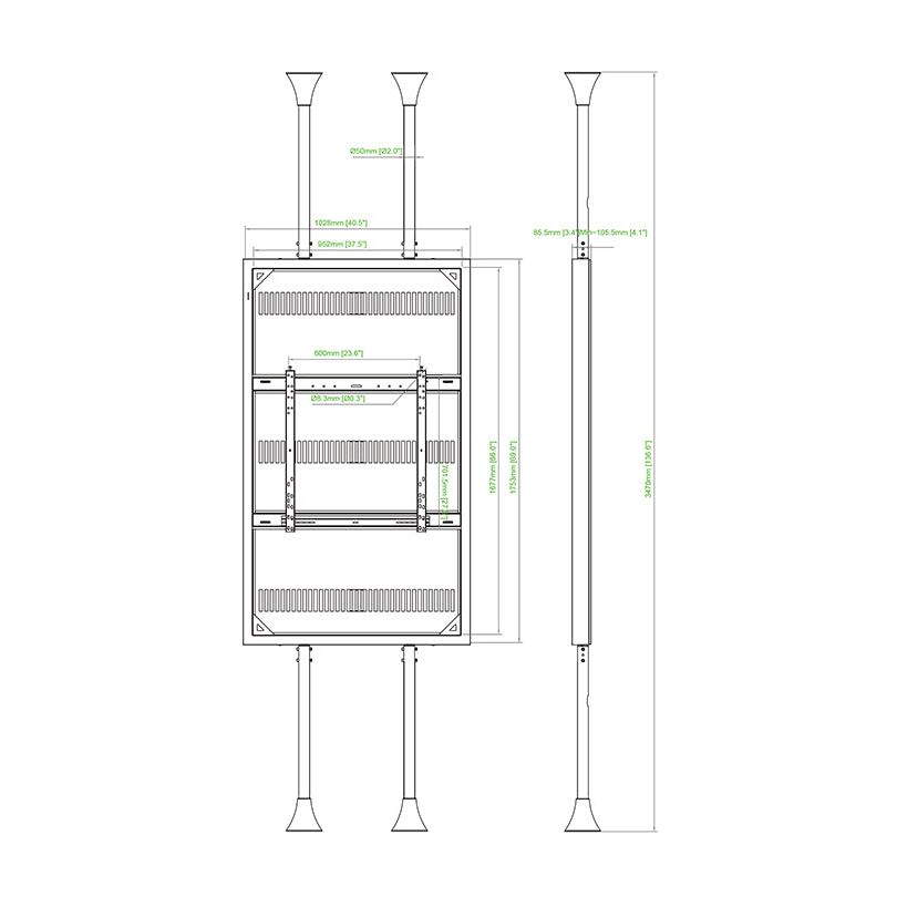 Multibrackets M Pro Series Enclosure 75" Floor to Ceiling Medium Black