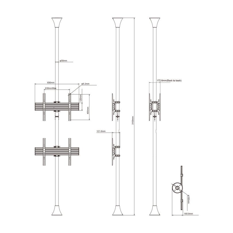 Multibrackets M Floor to Ceiling Mount Pro MBFC2U Brass