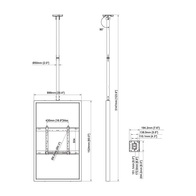 Multibrackets M Pro Series - Enclosure 65" Ceiling Medium Black