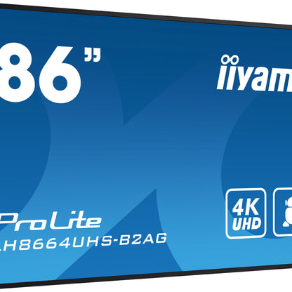 iiyama LH8664UHS-B2AG Signage Display Digital signage flat panel 2.18 m (86") Wi-Fi 500 cd/m² 4K Ultra HD Black Built-in processor Android 24/7
