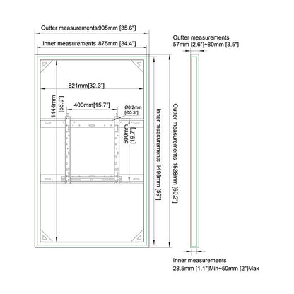 Multibrackets M Pro Series Enclosure 65" Wall Slim Medium White