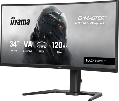 iiyama GCB3482WQSU-B1 computer monitor 86.4 cm (34") 1440 x 3440 pixels UltraWide Quad HD LED Black