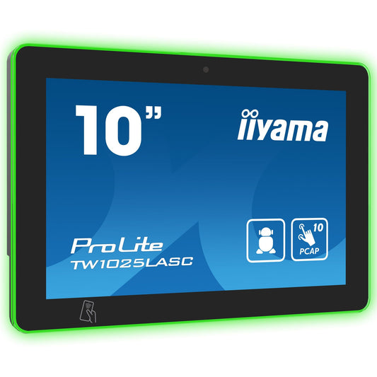 iiyama ProLite TW1025LASC-B1PNR 10.1" Kiosk Signage Touchscreen Display with Wi-Fi POE Android RGB LED Bar 5MP Camera NFC Reader