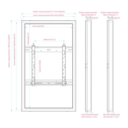 Multibrackets M Pro Series Enclosure 50" Wall Slim Medium White