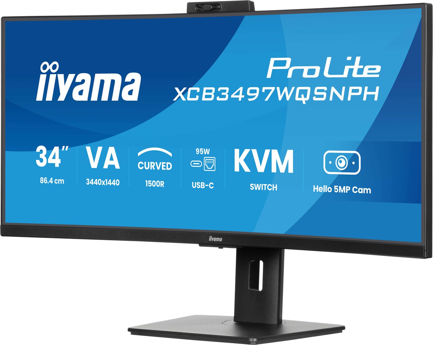 iiyama ProLite XCB3497WQSNPH-B1 34" USB-C with KVM Curved Desktop Monitor