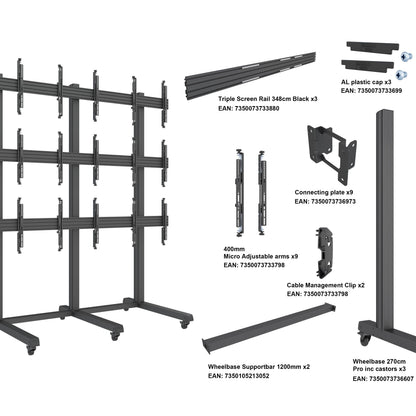 Multibrackets M Pro Series Video Wall Stand 3x3 43-65" Black