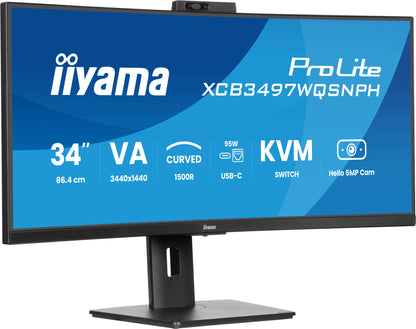 iiyama ProLite XCB3497WQSNPH-B1 34" USB-C with KVM Curved Desktop Monitor