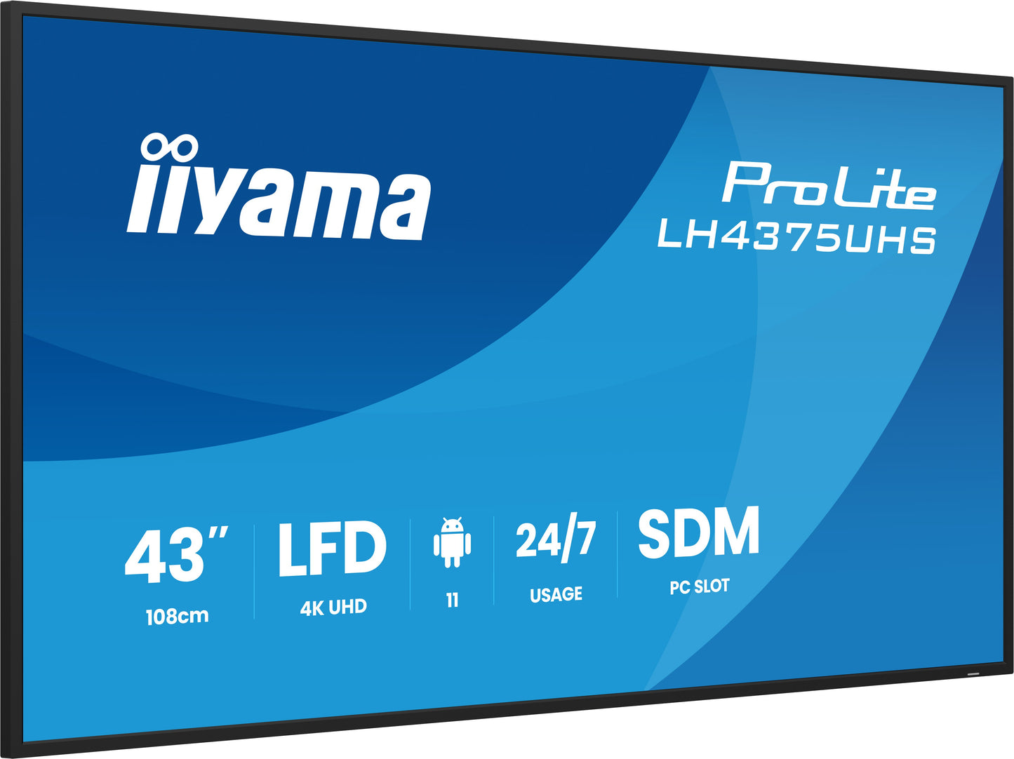 iiyama ProLite LH4375UHS-B2AG 43" 4K UHD 24/7 Digital Signage Display with Wi-Fi 500 cd/m² Android 11