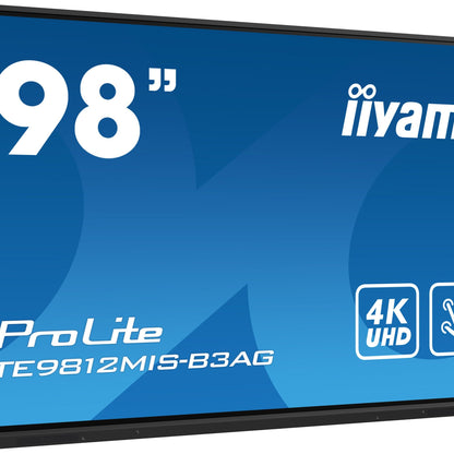 iiyama TE9812MIS-B3AG Signage Display Kiosk design 2.49 m (98") LCD Wi-Fi 400 cd/m² 4K Ultra HD Black Touchscreen Built-in processor Android 11 24/7