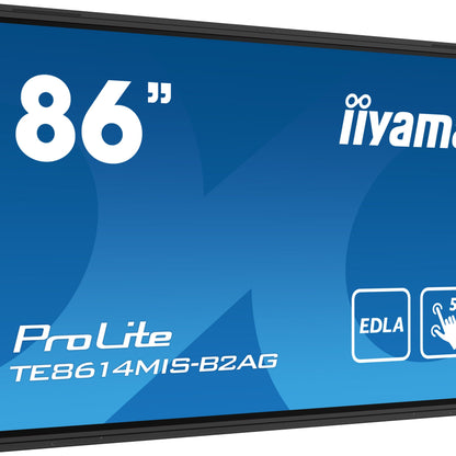 iiyama PROLITE TE8614MIS-B2AG Digital signage flat panel 2.18 m (86") LCD Wi-Fi 435 cd/m² 4K Ultra HD Black Touchscreen Built-in processor Android 24/7