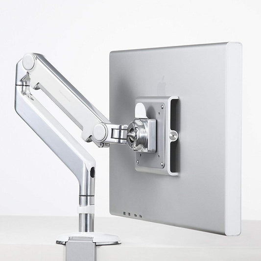 Humanscale M2 M2CW1S Adjustable Articulating Computer Monitor Arm Polished Aluminum with White Trim