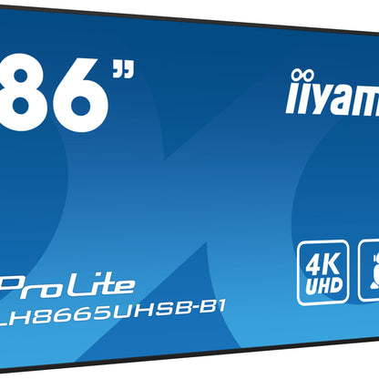 iiyama LH8665UHSB-B1 Signage Display Kiosk design 2.18 m (86") LED Wi-Fi 800 cd/m² 4K Ultra HD Black Built-in processor Android 11 24/7