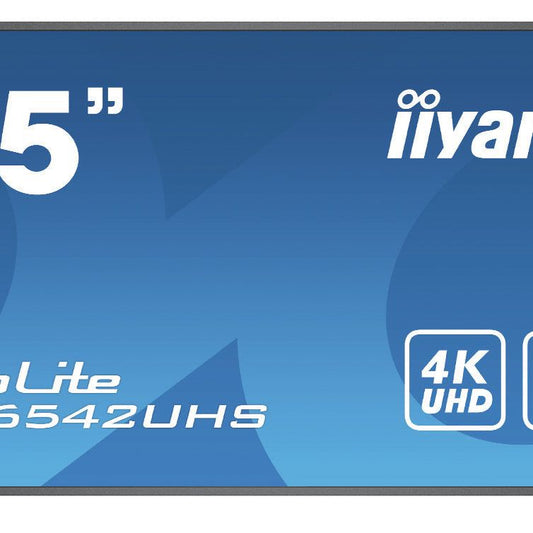 iiyama LH6542UHS-B1 Signage Display Digital signage flat panel 163.8 cm (64.5") IPS 500 cd/m² 4K Ultra HD Black Built-in processor Android 8.0 18/7