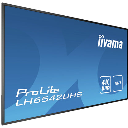 iiyama LH6542UHS-B1 Signage Display Digital signage flat panel 163.8 cm (64.5") IPS 500 cd/m² 4K Ultra HD Black Built-in processor Android 8.0 18/7