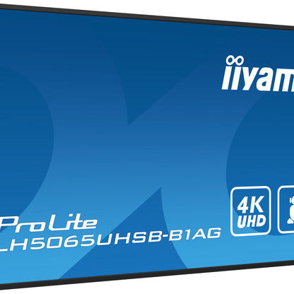 iiyama LH5065UHSB-B1AG Signage Display Digital signage flat panel 125.7 cm (49.5") LCD Wi-Fi 800 cd/m² 4K Ultra HD Black Built-in processor Android 11 24/7