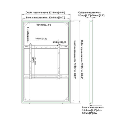 Multibrackets M Pro Series Enclosure 75" Wall Slim Medium White