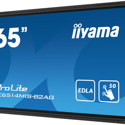 iiyama PROLITE TE6514MIS-B2AG Digital signage flat panel 165.1 cm (65") LCD Wi-Fi 435 cd/m² 4K Ultra HD Black Touchscreen Built-in processor Android 24/7