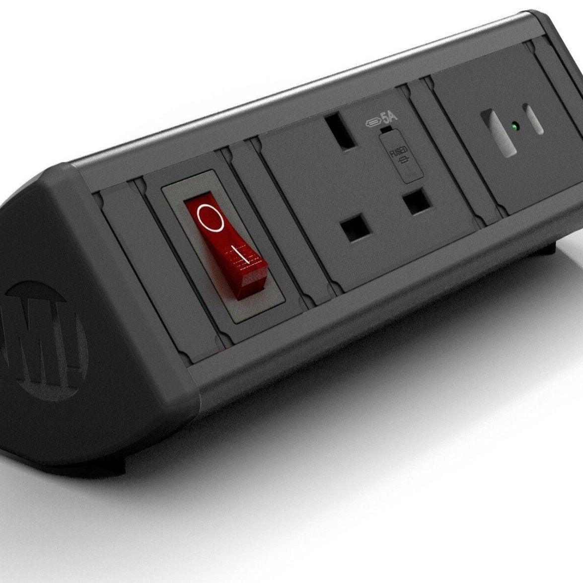 Metalicon DPM-1P1N2C(A/C) Boost Desktop Module - 1 Mains Power, 1 USB-A, 1 USB-C