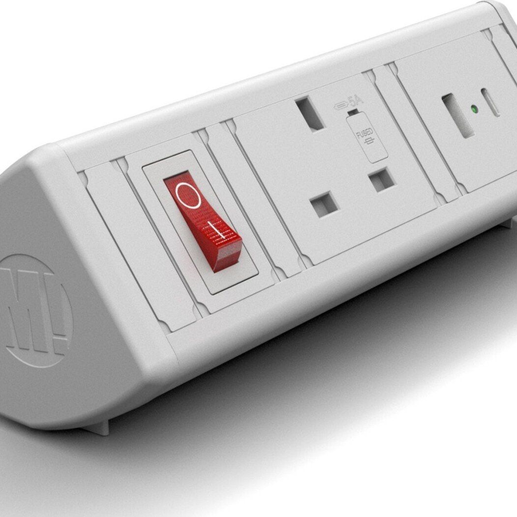 Metalicon DPM-1P1N2C(A/C) Boost Desktop Module - 1 Mains Power, 1 USB-A, 1 USB-C