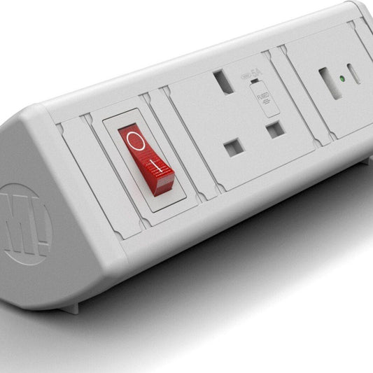 Metalicon DPM-1P1N2C(A/C) Boost Desktop Module - 1 Mains Power, 1 USB-A, 1 USB-C