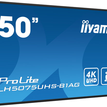 iiyama ProLite LH5075UHS-B1AG 50" 4K UHD 24/7 Display with Android OS, FailOver and Intel SDM slot