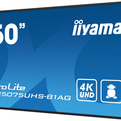 iiyama ProLite LH5075UHS-B1AG 50" 4K UHD 24/7 Display with Android OS, FailOver and Intel SDM slot