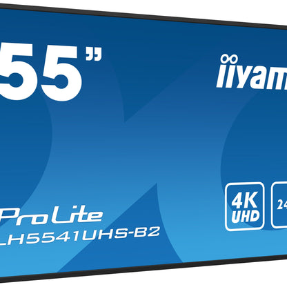 iiyama ProLite LH5541UHS-B2 55" Professional Digital Signage display with 4K UHD resolution and 24/7 operating time
