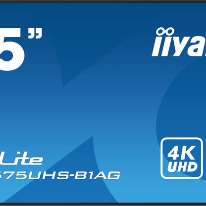 iiyama ProLite LH7575UHS-B1AG 75" 4K UHD 24/7 Display with Android OS, FailOver and Intel SDM slot