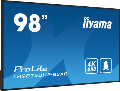 iiyama ProLite LH9875UHS-B2AG 98" 4K UHD 24/7 Digital Signage Display with Wi-Fi 500 cd/m² Android 11
