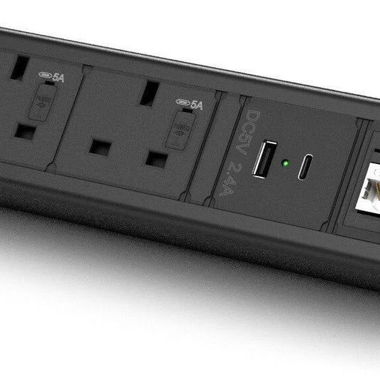 Metalicon DPM-2P1N2D2C(A/C) Boost Desktop Module - 2 Mains Power, 2 Ethernet, 1 USB-A, 1 USB-C