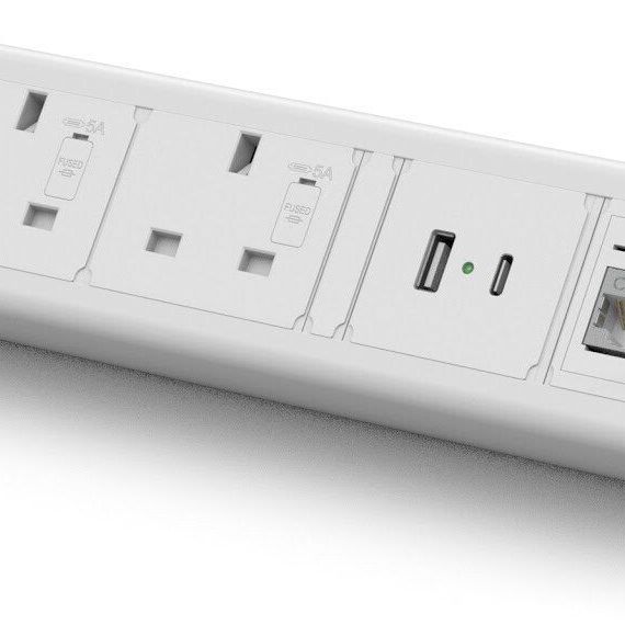 Metalicon DPM-2P1N2D2C(A/C) Boost Desktop Module - 2 Mains Power, 2 Ethernet, 1 USB-A, 1 USB-C