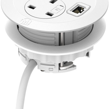 Metalicon S1-1P3C(1A/2C)1B1H-BK Solo Plus In Desk Module, 1 Mains Power, 1 USB-A, 2 USB-C, 1 Ethernet Port, 1 Blank Insert (Copy)