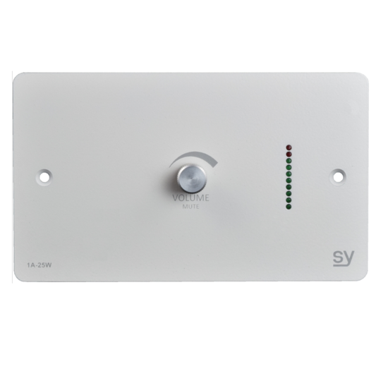 SY 1A-25W-BW – 2×25W Wall-Mount Audio Amplifier (UK 2-Gang White Faceplate)