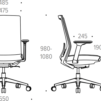 Formetiq B/TV4A/BA-G0 Veneto Mesh Back Task Chair with 3D Adjustable Padded Arms