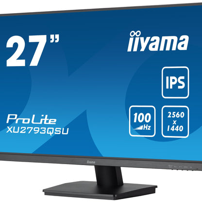 iiyama ProLite XU2793QSU-B6 27” WQHD IPS 100Hz Display with USB Hub