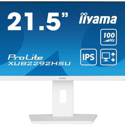 iiyama ProLite XUB2292HSU-W6 21.5” IPS 100Hz Display with height adjustable stand in White
