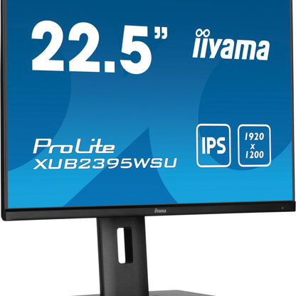 iiyama ProLite XUB2395WSU-B5 22.5” 1920 x 1200 monitor featuring IPS panel technology and a height adjustable stand