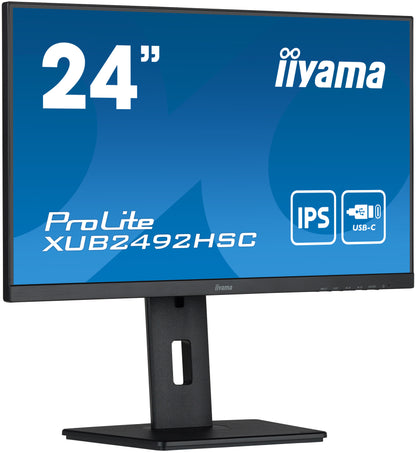 iiyama ProLite XUB2492HSC-B5 24" IPS LCD USB-C Display with 65W Charging and Height Adjustable Stand