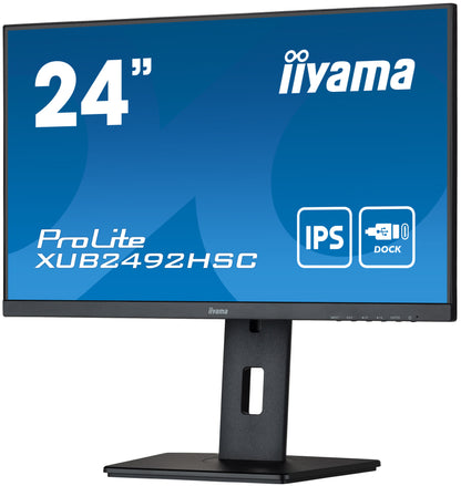 iiyama ProLite XUB2492HSC-B5 24" IPS LCD USB-C Display with 65W Charging and Height Adjustable Stand