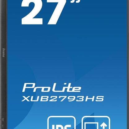 iiyama ProLite XUB2793HS-B6 27" Full HD IPS monitor with edge-to-edge design, for multi-monitor setups with height adjustable stand